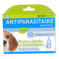 VETOFORM Vetoform antiparasitaire chien moyen 3 pipettes-9637