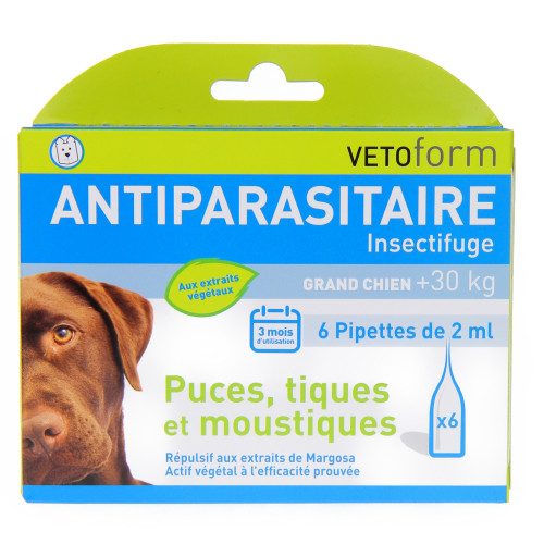 VETOFORM Antiparasitaire Insectifuge Grand Chien 6 Pipettes-9639