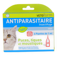 VETOFORM Antiparasitaire Insectifuge Chat 6 Pipettes-9640