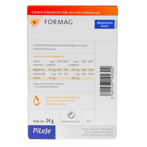 Pileje Formag 30 comprimés - Magnésium Marin Anti-Fatigue