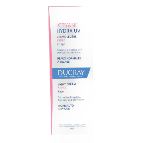 Ducray Ictyane Hydra UV 40ml - Hydratation 24h, Peaux Sèches
