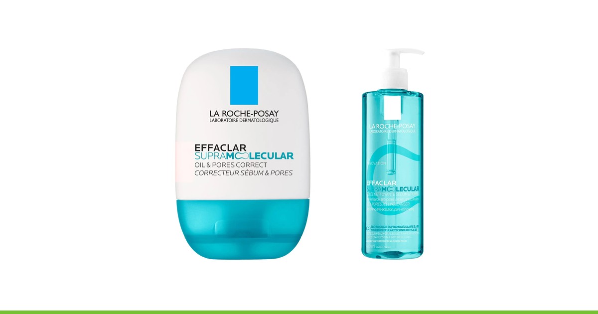 Effaclar SupraMolecular de La Roche-Posay : le correcteur sébum et pores 40 ml et la gelée nettoyante 400 ml